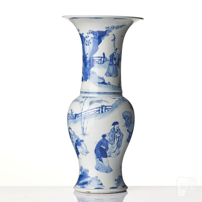 A large blue and white 'figural' yenyen vase, - 图2